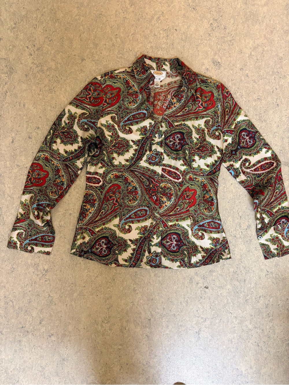 Talbots Pure Silk Paisley Button Front Blouse Women’s Size 8 Multicolor